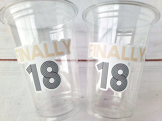 18th Birthday PARTY CUPS -Finally 18 Cups 18th Birthday Party 18th Birthday Favors 18th Party 18th Party Decorations 2005 Birthday Party Cup