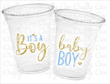 IT'S A BOY PARTY Cups Boy Baby Shower Cups It's A Boy Baby Shower Favor Gender Neutral Baby Shower Favor Baby Boy Favor Cups Blue and Gold