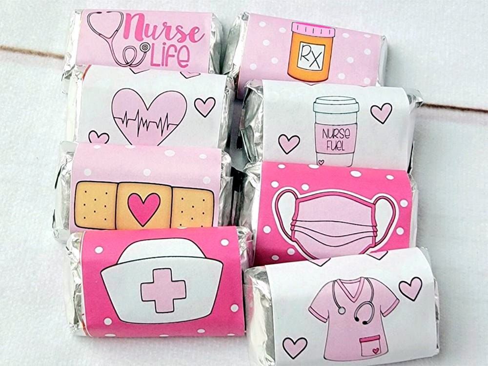 30 - NURSE PARTY FAVOR Stickers for candy Nurse Stickers Nurse Graduation Nursing Party Favors Candy Wrappers Nurse Graduation Decorations