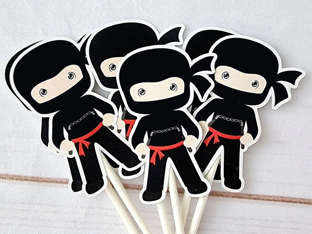 Ninja Cupcake Toppers Ninja Birthday Decorations Ninja Party Ninja Party Supplies Ninja Cupcake Picks Ninja Cake Toppers Ninja Cupcake Decor