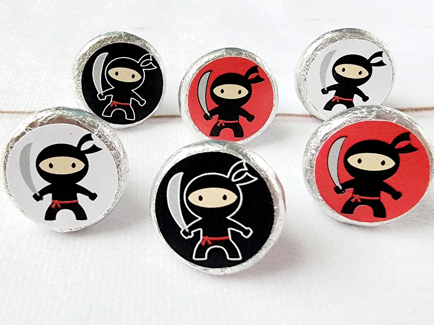 180 - Ninja Party Stickers Ninja Party Favors Ninja Birthday Favors Ninja Candy Stickers Ninja Candy Wrappers Ninja Party Ninja Decorations