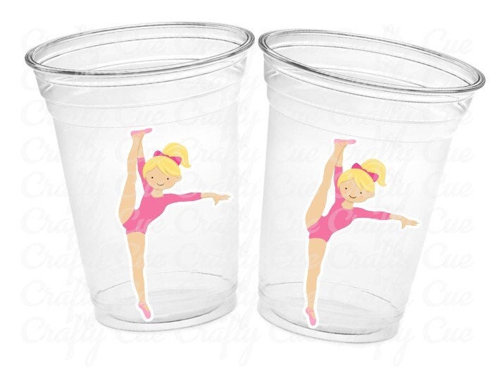 GYMNASTICS PARTY CUPS -Gymnast Party Cups Gymnastics Birthday Party Gymnast Party Cups Tumbling Gymnastics Party Favors Gymnast Party Favors