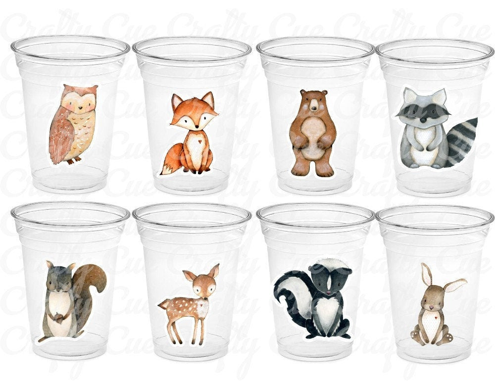 WOODLAND PARTY Cups- Woodland Cups Woodland Animals Woodland Decorations Woodland Birthday Woodland Baby Shower Woodland Birthday Party, Woodland Baby Shower Cups, Woodland Party Favors, Woodland Birthday, Woodland Party Favors, Woodland Animal Cups