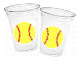 Softball PARTY CUPS - Softball Cups Softball Party Cups Softball Birthday Cups Softball Cups Sports Party Cups Favors Softball Team Gifts