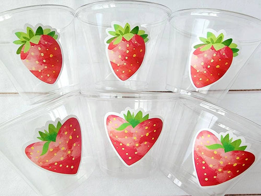 STRAWBERRY PARTY CUPS - Strawberry Birthday Cups Strawberry Cups First Birthday Strawberry Party Decorations Strawberry Baby Shower