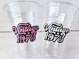 50th PARTY CUPS - 50 and Fabulous 50th Birthday Party 50th Birthday Favors Vintage 1973 Cups 50th Party Decorations 1973 Birthday Party Cups