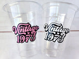 50th PARTY CUPS - 50 and Fabulous 50th Birthday Party 50th Birthday Favors Vintage 1973 Cups 50th Party Decorations 1973 Birthday Party Cups