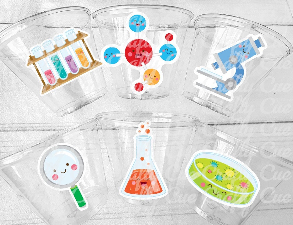 SCIENCE PARTY CUPS Science Party Favors Science Birthday Scientist Party Scientist Party Favors Biology Chemistry Stem Laboratory Experiment