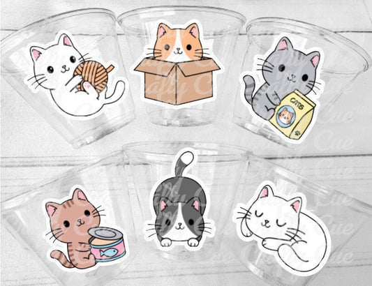 Cat Party Cups, Cat Birthday, Cat Party, Birthday Cat Cups, Cat Party Cups, Cat Decorations, Cat Cups, Kitty Party Cups, Funny Cat Favor Cup