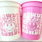 COWGIRL Happy FACE Cups Cowgirl Cups Cowgirl Party Favor Cowgirl Bachelorette Party Cowgirl Birthday Rodeo Party Cow Print Hat Cups Disco