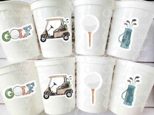 GOLF PARTY CUPS - Golfing Party Cups Golf Birthday Golf Party Golf Decorations Golf Party Supplies Golfing Cups Golf Cups Golf Favors