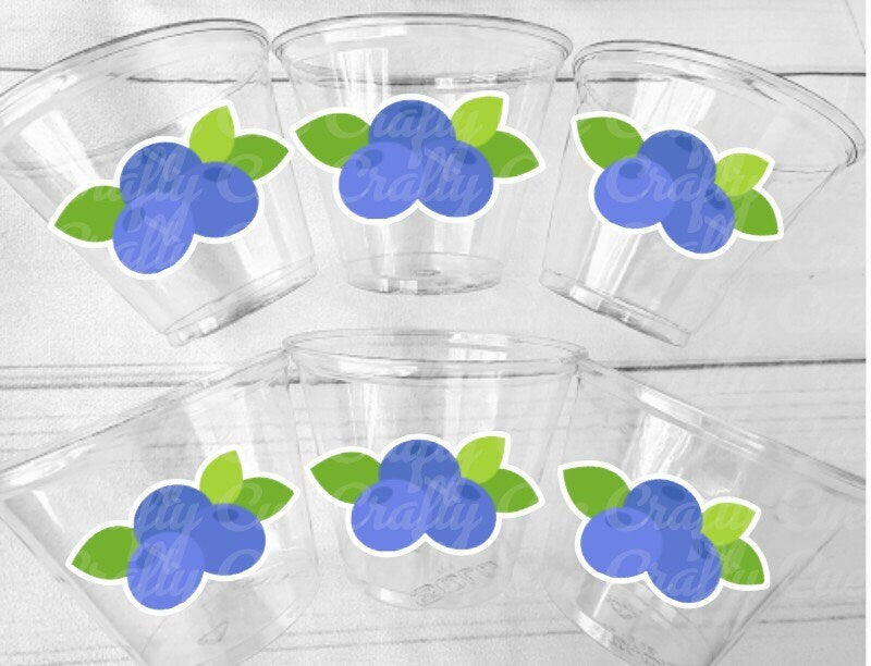 BLUEBERRY PARTY CUPS Blueberry Birthday Cups Blueberry Cups First Birthday Blueberry One Party Decorations Blueberry Party Favors Supplies