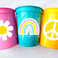 70s PARTY CUPS - 70's Birthday Cups 70s Party Cups 70s Decorations 70's Birthday Party 70's Birthday Party Decorations Hippie Two Groovy