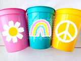 70s PARTY CUPS - 70's Birthday Cups 70s Party Cups 70s Decorations 70's Birthday Party 70's Birthday Party Decorations Hippie Two Groovy