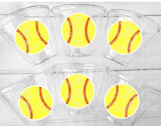 Softball PARTY CUPS - Softball Cups Softball Party Cups Softball Birthday Cups Softball Cups Sports Party Cups Favors Softball Team Gifts
