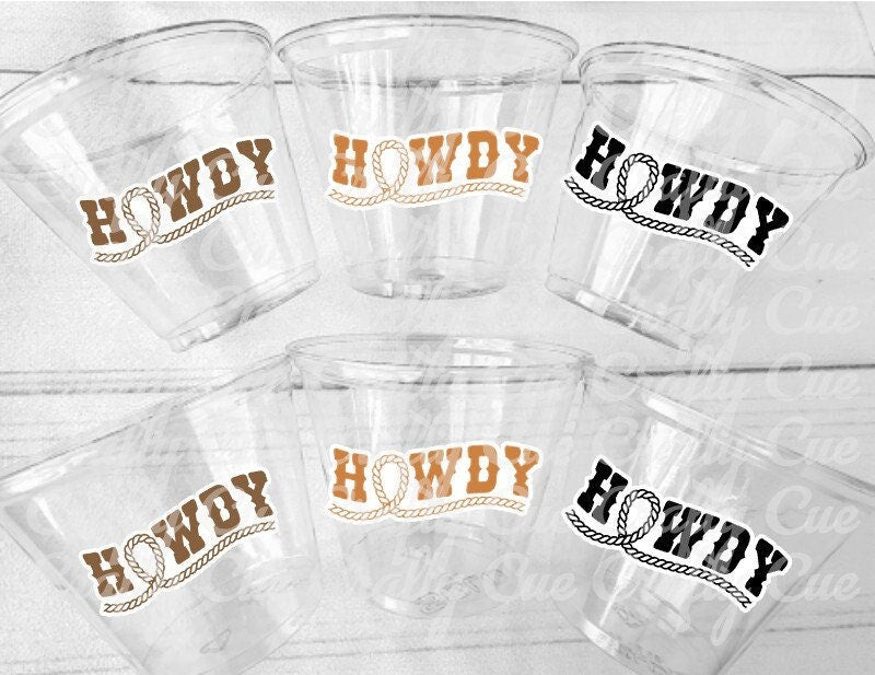 COWBOY PARTY CUPS - Cowboy Howdy Cups Cowboy Party Decorations Cowboy Baby Shower Decorations Baby Sprinkle Cowboy Birthday Decoration Favor