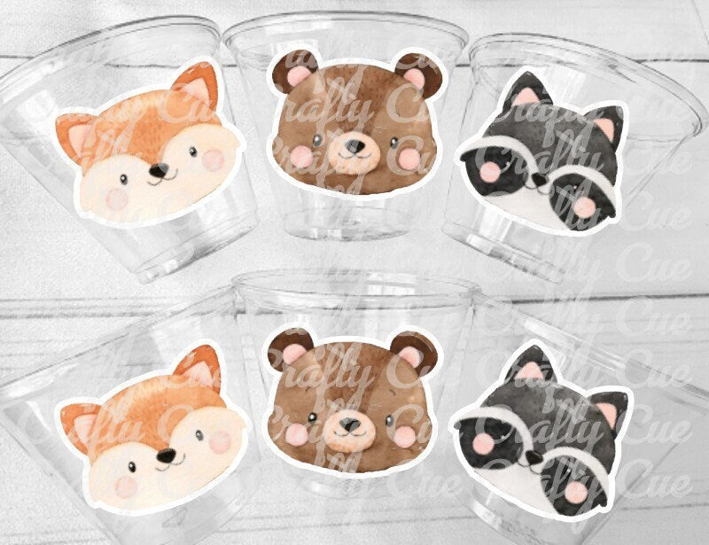 WOODLAND PARTY CUPS - Woodland Cups Woodland Animals Woodland Decorations Woodland Birthday Woodland Baby Shower Woodland Birthday Party