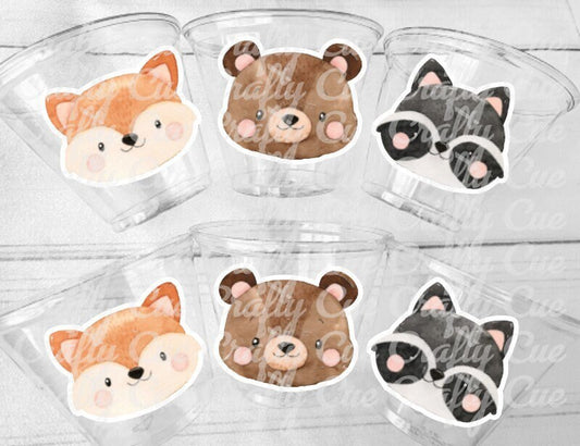 WOODLAND PARTY CUPS - Woodland Cups Woodland Animals Woodland Decorations Woodland Birthday Woodland Baby Shower Woodland Birthday Party