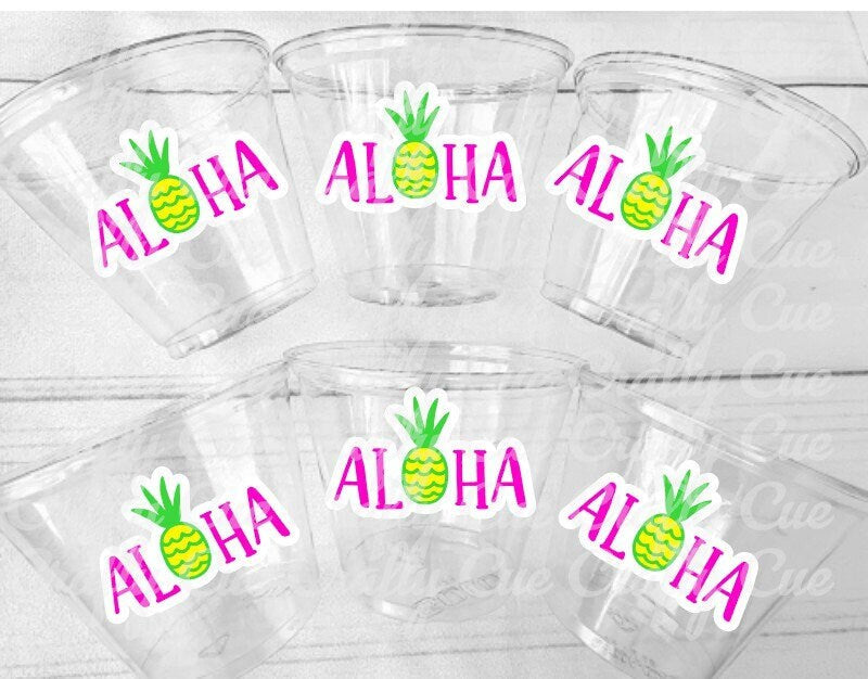LUAU PARTY CUPS - Aloha Party Cups Luau Party Decoration, Luau Party Supplies Luau Baby Shower Tropical Party Decorations Hawaii Party Luau