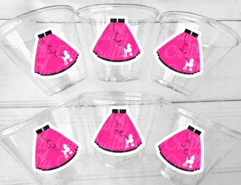 POODLE SKIRT CUPS 50'S Party Cups 50's Birthday Cups 50's Party Cups 50's Decorations 50's Birthday Party 50's Decorations 50's Sock Hop