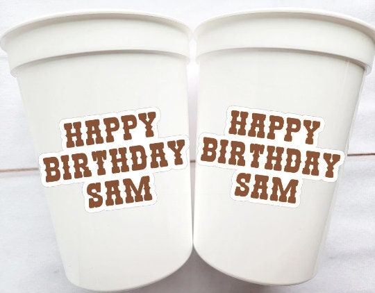 Brown COWBOY HAPPY FACE Cups Cowboy Cups Cowboy Party Favor Cowgirl Bachelorette Party Cowboy Birthday Rodeo Party Cow Print Hat Cups Disco