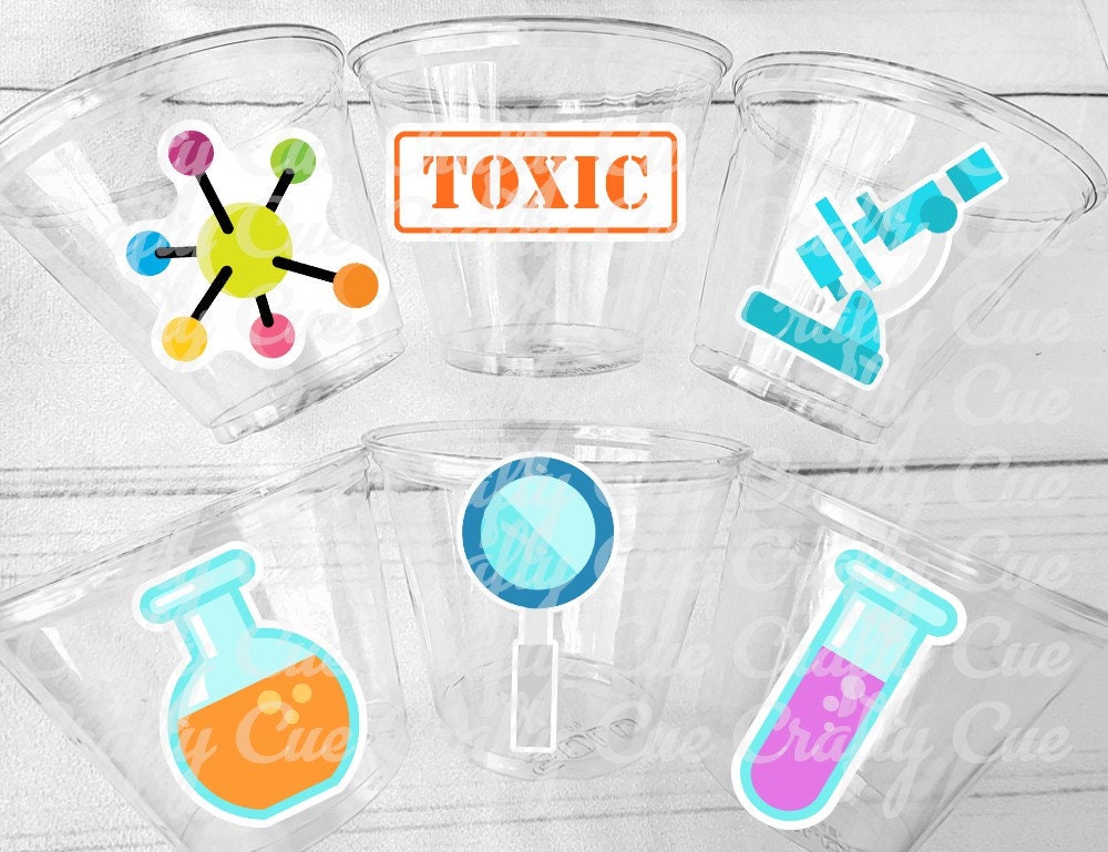 SCIENCE PARTY CUPS Science Party Favors Science Birthday Scientist Party Scientist Party Favors Biology Chemistry Stem Laboratory Experiment