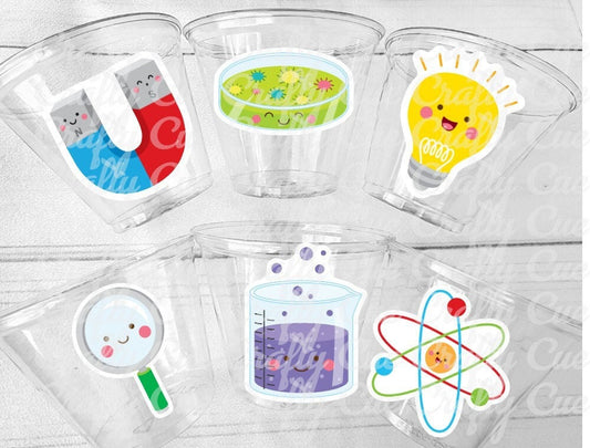 SCIENCE PARTY CUPS Science Party Favors Science Birthday Scientist Party Scientist Party Favors Biology Chemistry Stem Laboratory Experiment