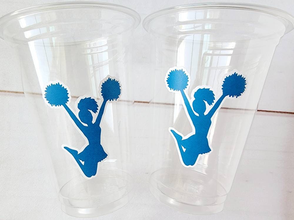 CHEERLEADING PARTY CUPS - Cheer Party Cups Cheerleader Party Cups Cheer Birthday Party Cheer Party Favors Cheer Baby Shower Cups Cheer Squad
