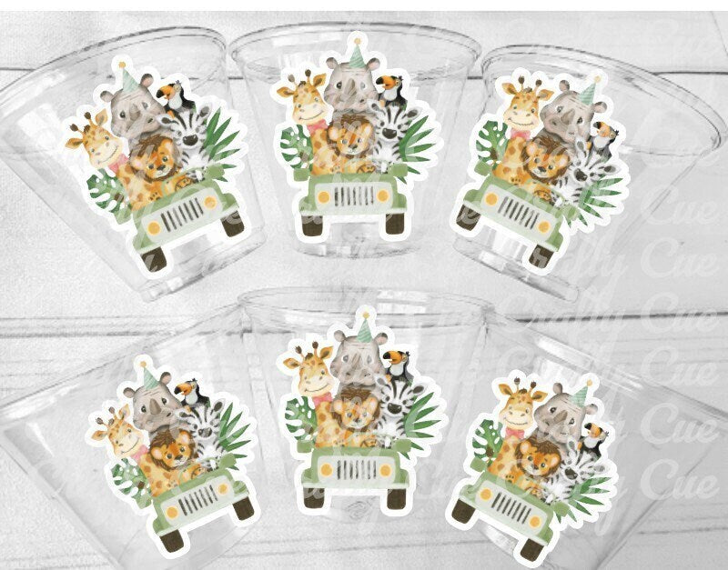 SAFARI PARTY CUPS - Safari Birthday Cups Safari Birthday Safari Party Safari Decorations Safari Baby Shower Safari Favors Jungle Party Cups