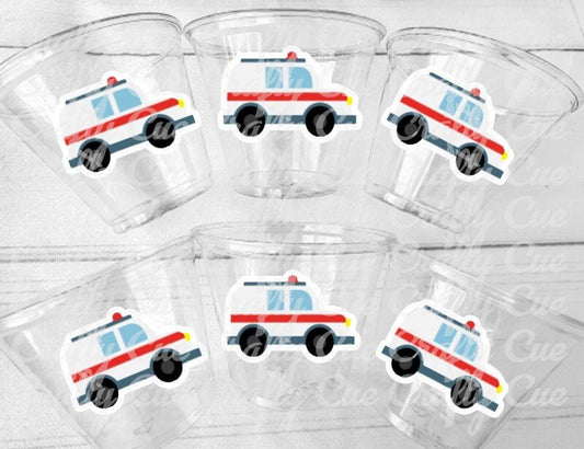 AMBULANCE PARTY CUPS - Emergency Vehicles Birthday Party Decorations Ambulance Birthday Party Party Cups Ambulance Party Favors Party Favors