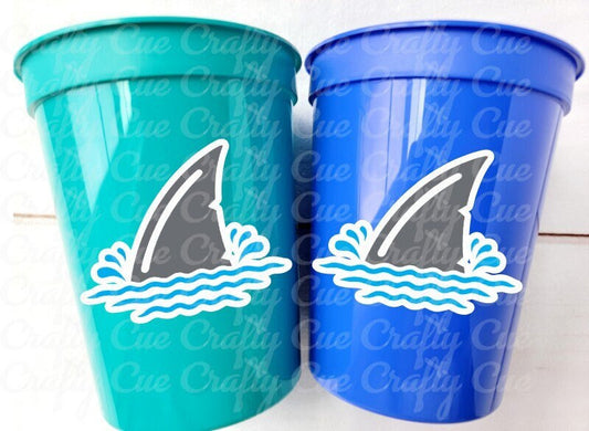 SHARK FIN PARTY Cups Shark Fin Cups Shark Birthday Cups Shark Birthday Party Cups Shark Party Favors Shark Party Supplies Shark Decorations