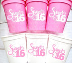 SWEET 16 PARTY Cups - Reuseable Sweet Sixteen Party Cups Sweet 16 Party Cups Sweet 16 Party Favors Sweet 16 Party Favors 16th Birthday Party
