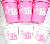 SWEET 16 PARTY Cups - Reuseable Sweet Sixteen Party Cups Sweet 16 Party Cups Sweet 16 Party Favors Sweet 16 Party Favors 16th Birthday Party