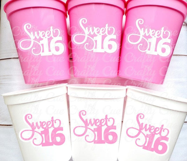 SWEET 16 PARTY Cups - Reuseable Sweet Sixteen Party Cups Sweet 16 Party Cups Sweet 16 Party Favors Sweet 16 Party Favors 16th Birthday Party