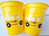 School Bus Party Cups - Reusable School Cups School Bus Birthday School Bus Party School Bus Favors Teachers Gift for Teacher Back To School