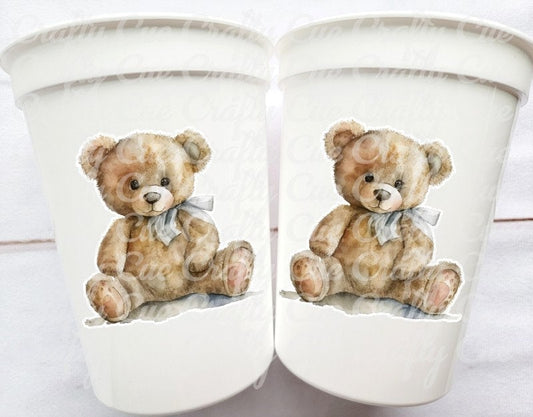 Teddy Bear Party Cups, Teddy Bear Gender Reveal Cups, Teddy Bear Birthday, Teddy Bear Party, Teddy Bear Party Favors, Teddy Bear Baby Shower