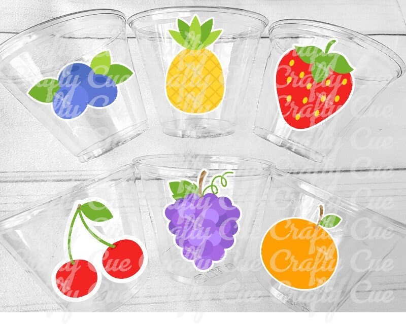 FRUIT PARTY CUPS Luau Party Decorations Fruit Birthday Party Cup Pineapple Favors Tutti Fruity Birthday Party Twotti Frutti Tutti fruity