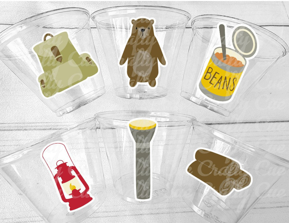 CAMPING PARTY CUPS - Camping Birthday Party Camping Party Decorations, Camping Birthday Supplies Camping Party Supplies Camping Party Favors