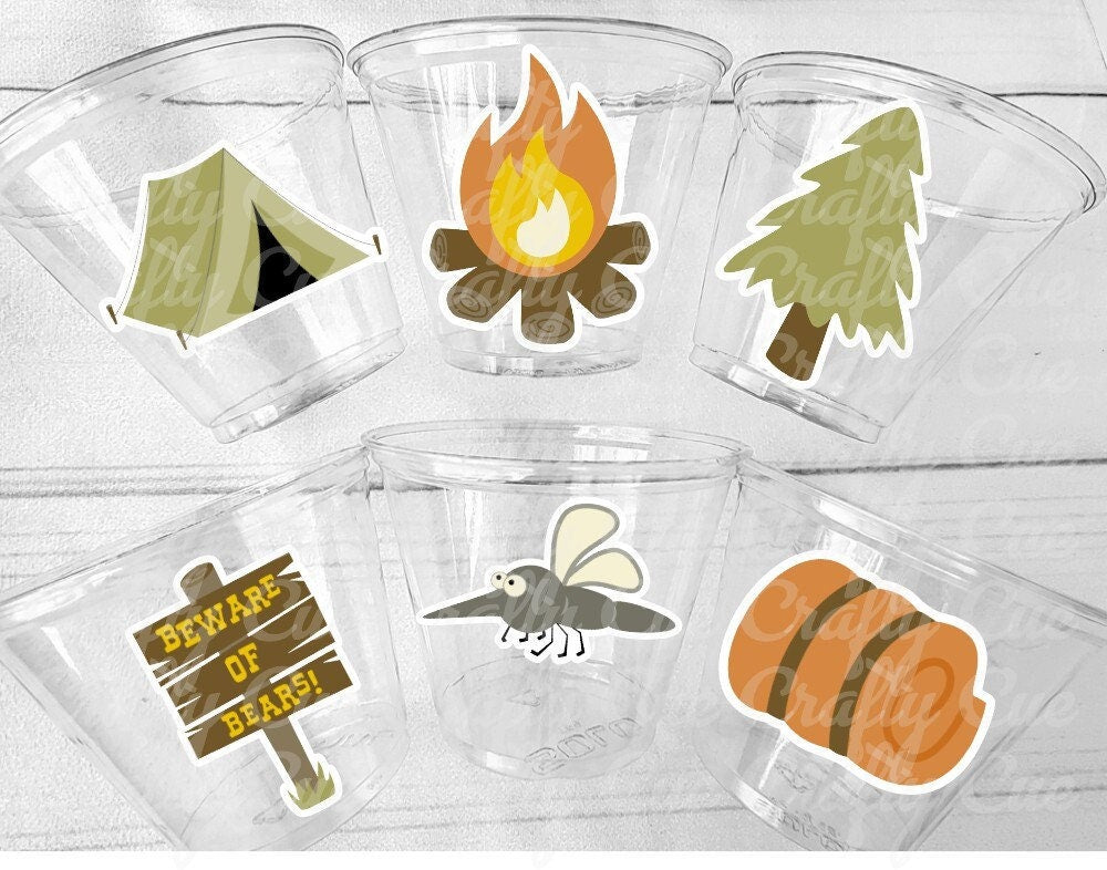 CAMPING PARTY CUPS - Camping Birthday Party Camping Party Decorations, Camping Birthday Supplies Camping Party Supplies Camping Party Favors