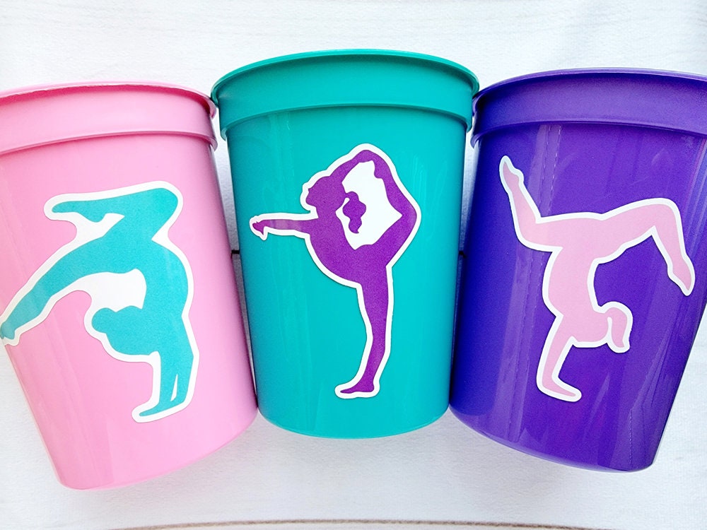 GYMNASTICS PARTY CUPS -Gymnast Party Cups Gymnastics Birthday Party Gymnast Party Cups Tumbling Gymnastics Party Favors Gymnast Party Favors