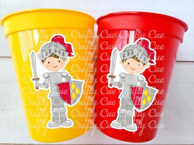 KNIGHT PARTY CUPS - Knight Birthday Cups Knight Party Decorations Dragon Party Dragon Birthday Medieval Knight Party Favors Castle Party