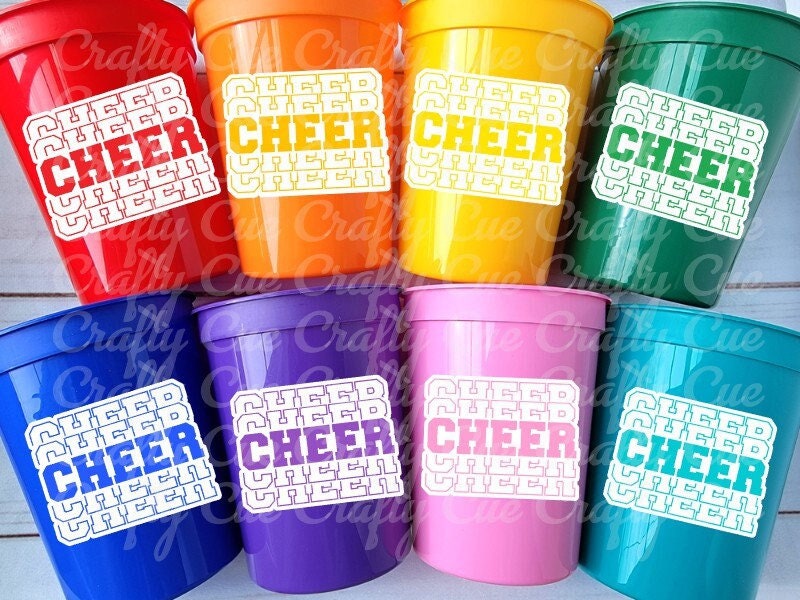 CHEERLEADING PARTY CUPS - Cheer Party Cups Cheerleader Party Cups Cheer Birthday Party Cheer Party Favors Cheer Baby Shower Cups Cheer Squad