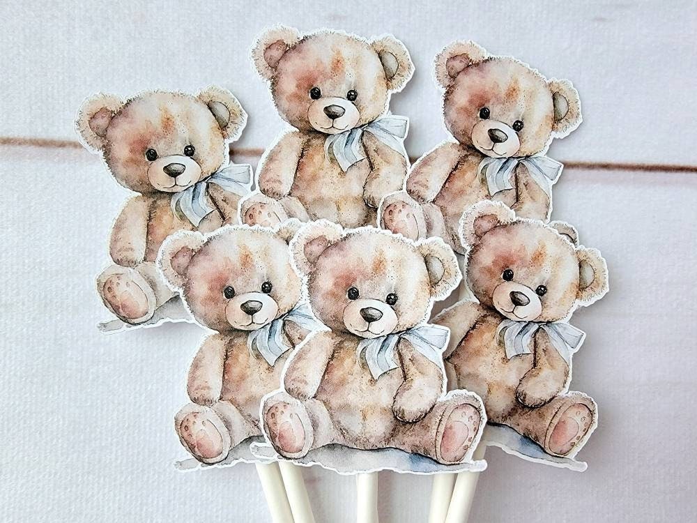 Teddy Bear Cupcake Toppers Teddy Bear Baby Shower Cupcake Toppers Teddy Bear Cake Toppers Teddy Bear Birthday Decorations Teddy Bear Party