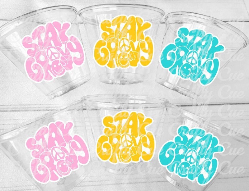 70S PARTY CUPS -70's Birthday Cups 70's Party Cups 70s Decorations 70's Birthday Party 70s Birthday Party Decorations Hippy Two Groovy Cups