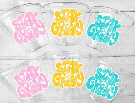 70S PARTY CUPS -70's Birthday Cups 70's Party Cups 70s Decorations 70's Birthday Party 70s Birthday Party Decorations Hippy Two Groovy Cups