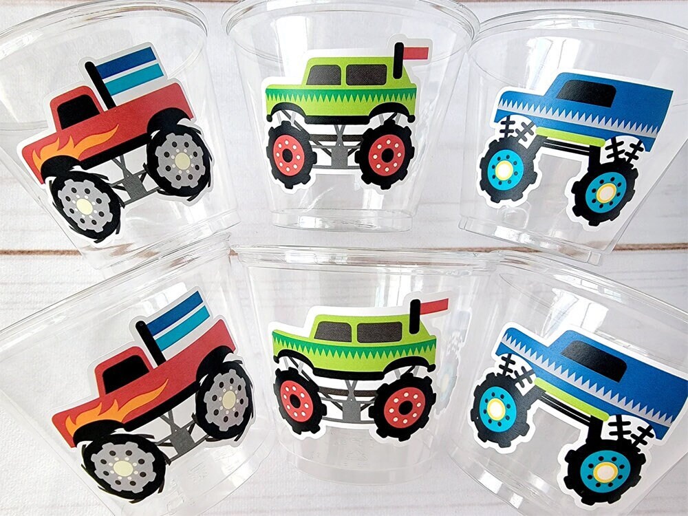 MONSTER TRUCK PARTY Cups - Monster Truck Treat Cups Monster Truck Birthday Monster Truck Party Monster Truck Party Favors, Monster Truck Cup