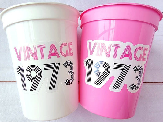 50th PARTY CUPS - Vintage 1973 50th Birthday Party 50th Birthday Favors 50th Party Cups 50th Party Decorations 1973 Birthday Party Cups 50th