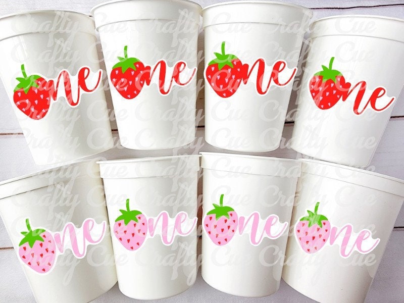 STRAWBERRY PARTY CUPS -Strawberry Birthday Cups Strawberry Cups First Birthday Strawberry Party Decorations Strawberry Berry Sweet One Cups