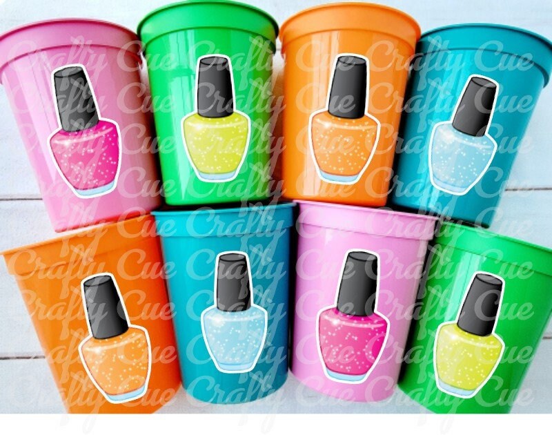 SPA PARTY CUPS - Spa Birthday Party Spa Party Favors Spa Party Decorations Spa Party Favor Spa Birthday Nail Polish Cups Salon Party Cups