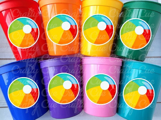 BEACH PARTY CUPS - Beach Ball Cups Beach Cups Beach Ball Party Cups Beach Ball Decorations Beach Party Decorations Beach Party Favors Beach
